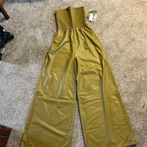 NWT small tall mustard Anthropologie jumpsuit